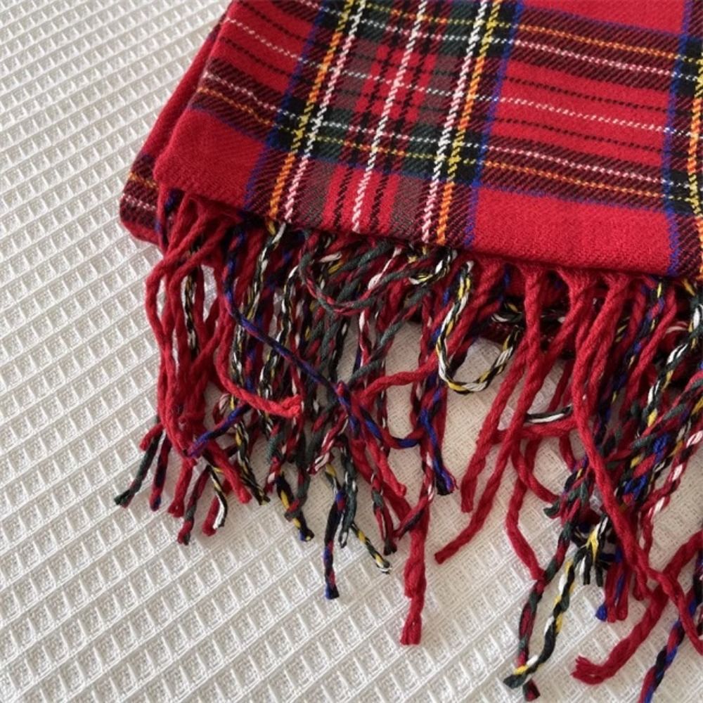 Retro Tassel Plaid Wool Scarf  - Wool Scarf Men ulasan dan harga