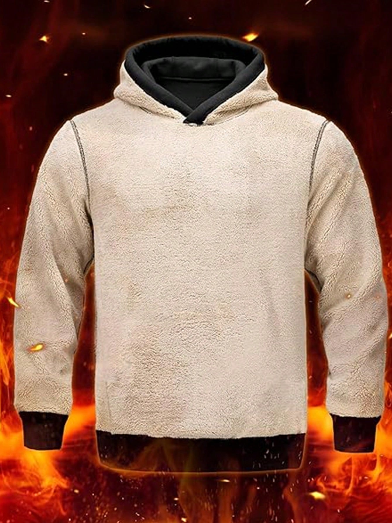 Men's Black Sherpa-Lined Hoodi - Sherpa Hoodie Fleece ulasan dan harga