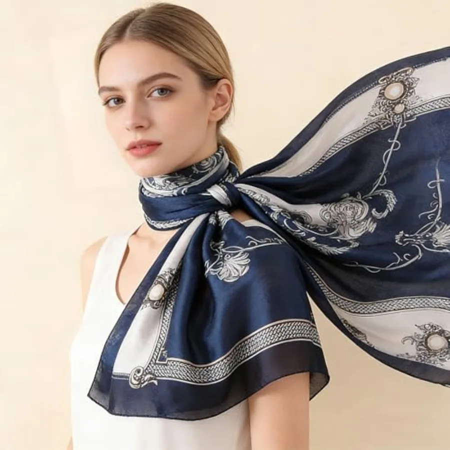 Silk Scarf Mulberry Silk Fashi - Shawl Wrap Winter ulasan dan harga